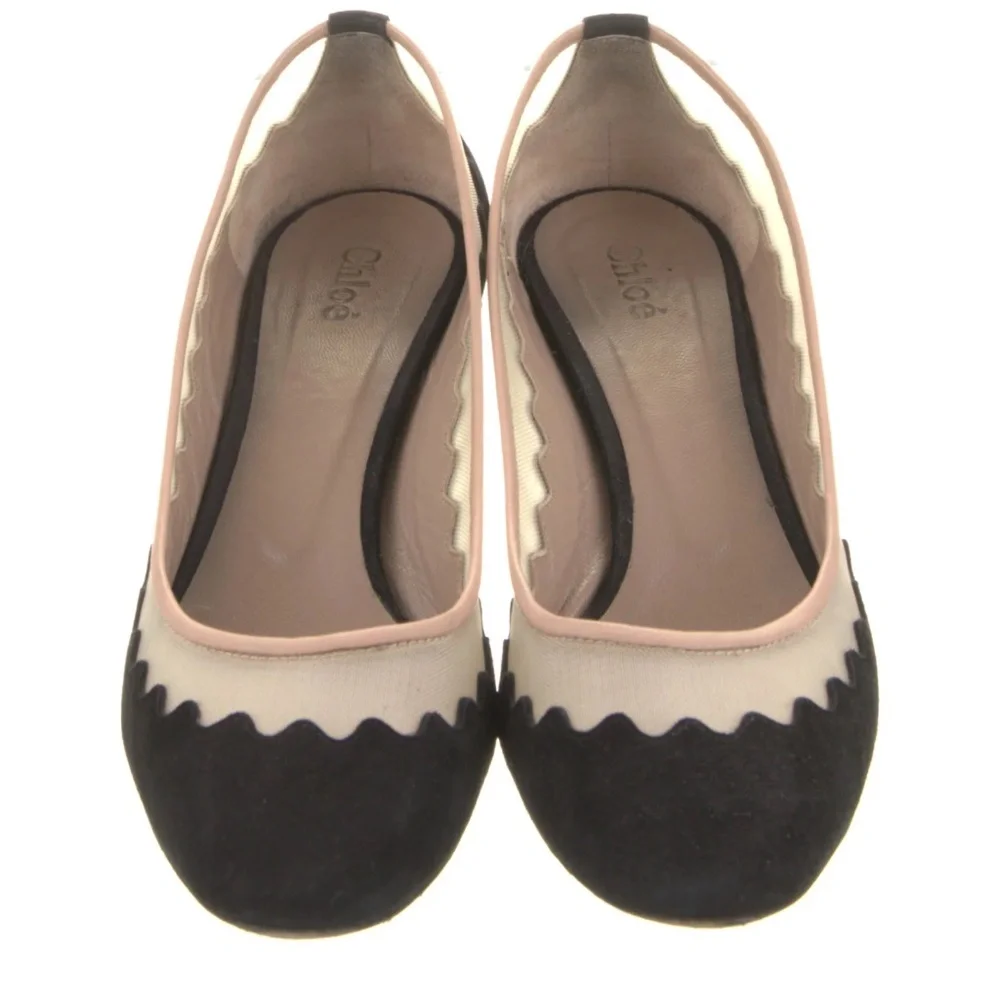 REDUCED Chloe Suede Leather Mesh Accent Pumps Heels Black/ Burgundy 37/ 7